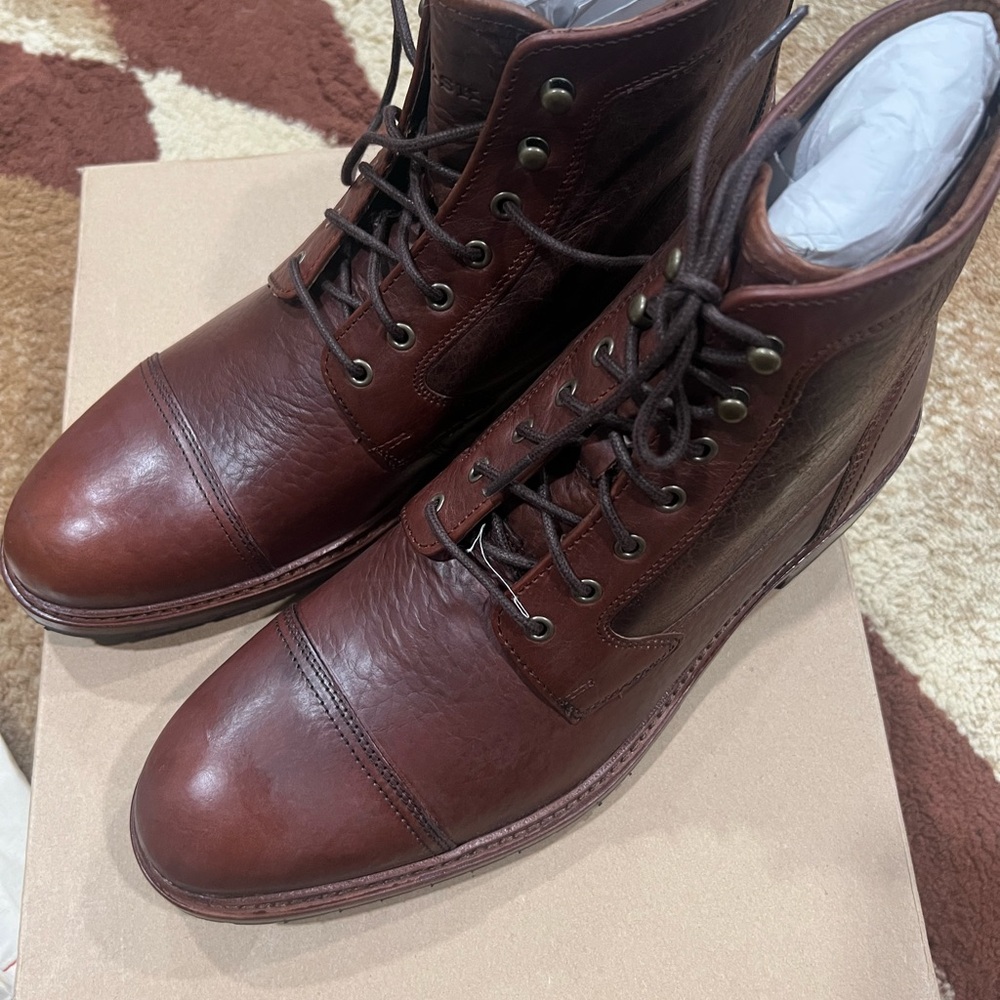 Men's Brown Leather Lace-Up Boots